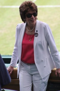 Maria Bueno looks back from the Royal Box at Wimbledon