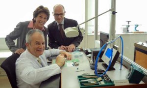 Maria Bueno, Stephan Meili, MD Rolex Brasil, and the chief Rolex technician