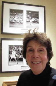 Maria Bueno with her picture at the All England Lawn Tennis Club celebrating her attendance as a special guest 2014