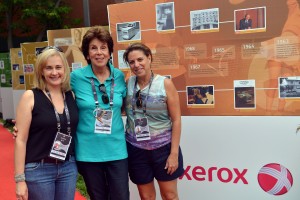 Maria with the Xerox representatives at the timeline exhibit.
