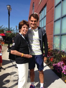 Maria Bueno with Roger Federer at the 2014 US Open