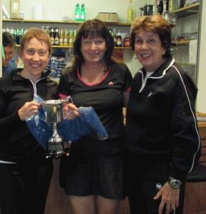 Maria Bueno with the two captains at Woodfield Grove, John O'Connor and Michele Roberts