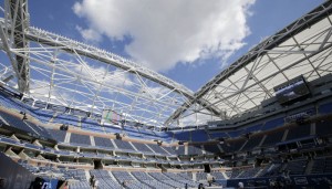 The steel structure surrounding Arthur Ashe Stadium