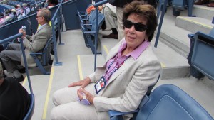 Maria Bueno watches the women's final from the US Open's President's Box on Saturday