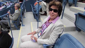 Maria Bueno watching the men's final in the President's Box at the US Open