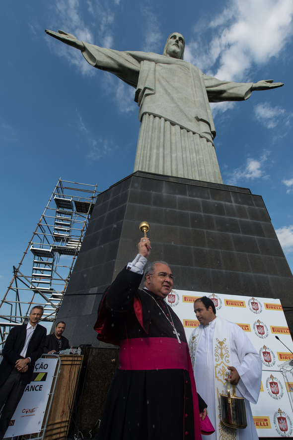 Blessing the repair works sponsored by Pirelli