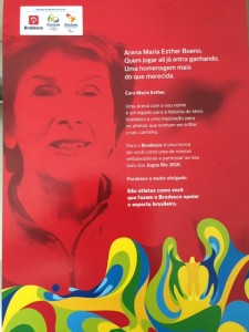 Bradesco's congratulatory poster on the naming of the Olympic tennis stadium