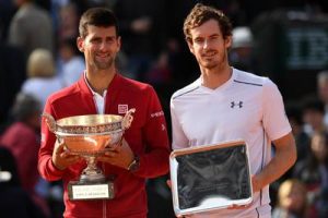 Champion Novak Djokovic and finalist Andy Murray in Paris