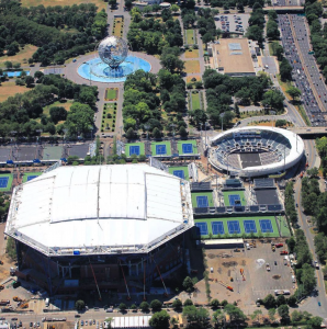 The new roof on Arthur Ashe Stadium and Grandstand at the USTA Billie Jean King National Tennis Center