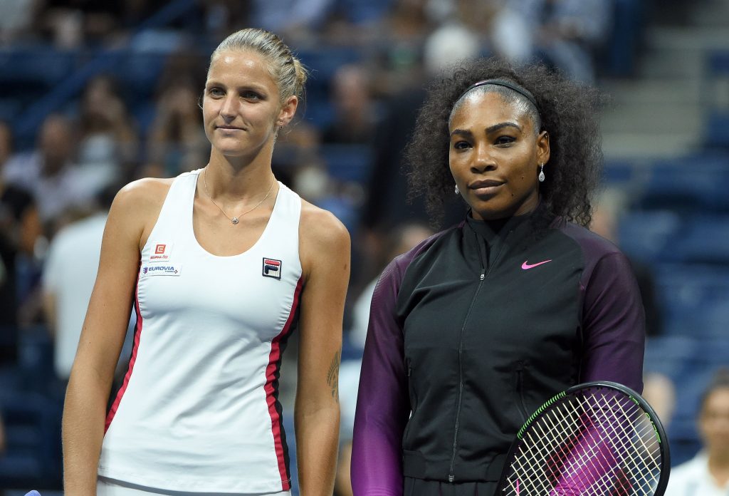Carolina Pliskova and Serena Williams [Timothy A Clary/AFP/Getty Images]
