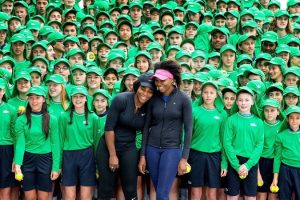 Venus and Serena with the Australian Open ball kids